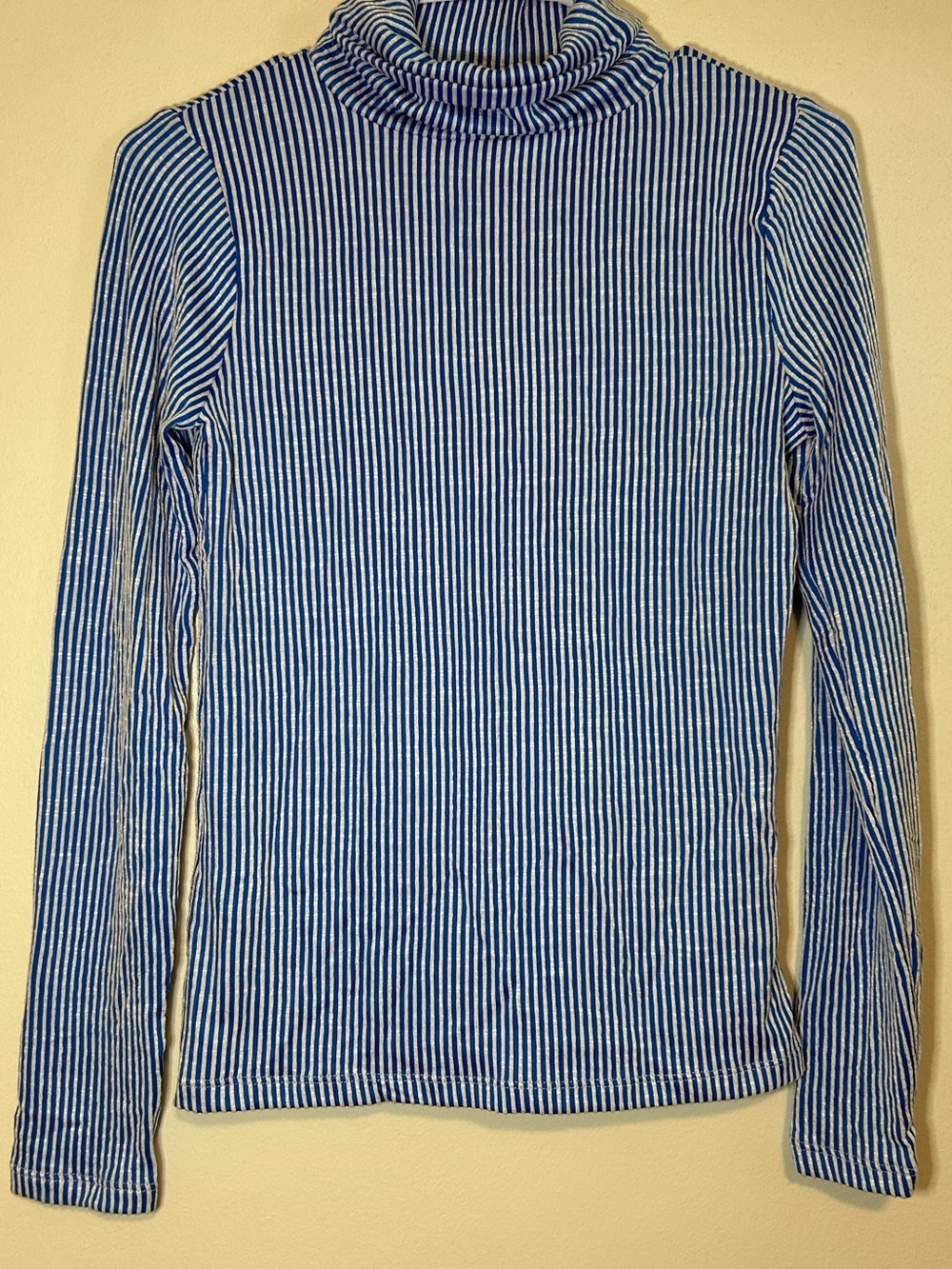 Blue & White Striped Long-Sleeve Turtleneck Shirt